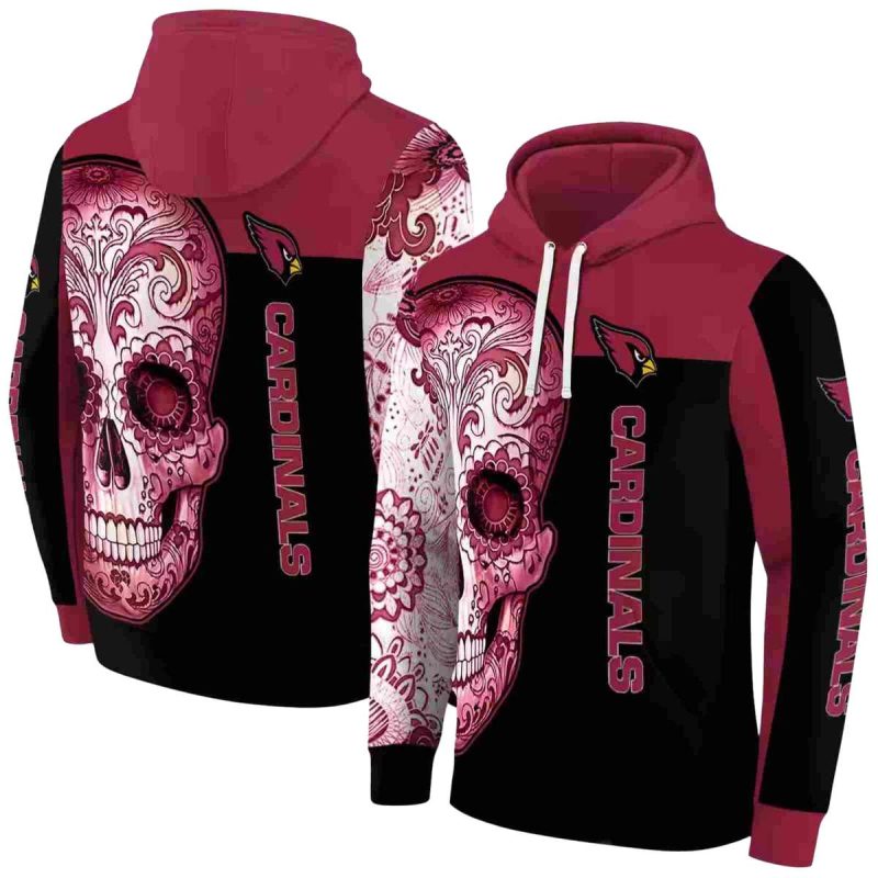 Arizona Cardinals Sugar Skull Red Black Aop Hoodie 1