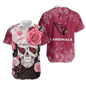 Arizona Cardinals Sugar Skull Rose Hawaiian Shirt Floral Style