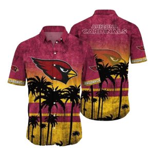 Arizona Cardinals Sunset Ombre Palm Tree Hawaiian Shirt