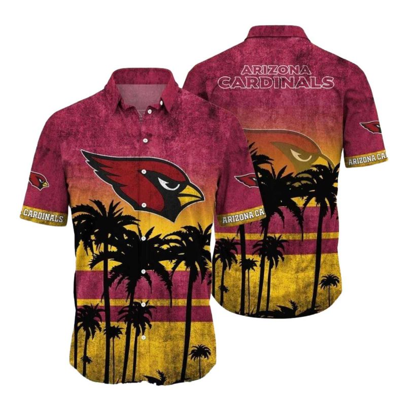 Arizona Cardinals Sunset Ombre Palm Tree Hawaiian Shirt 1
