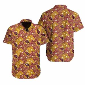 Arizona Cardinals Swirl Pattern Multi Logo Hawaiian Shirt