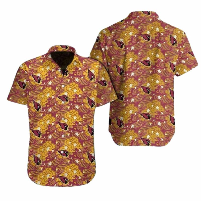 Arizona Cardinals Swirl Pattern Multi Logo Hawaiian Shirt 1