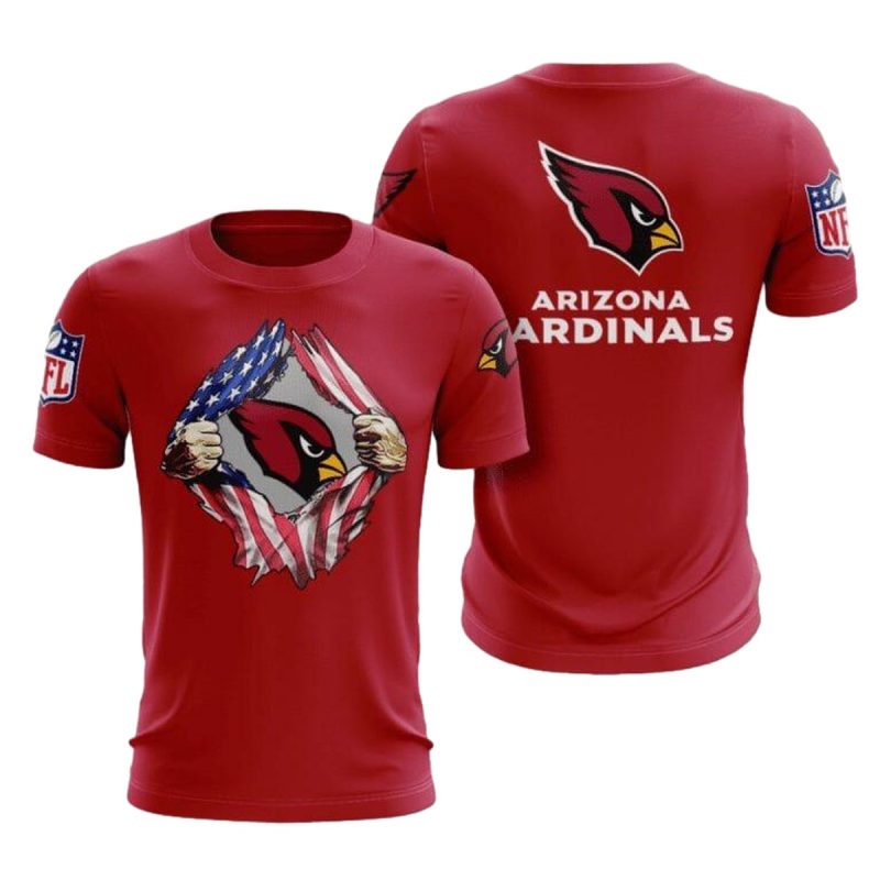 Arizona Cardinals Tearing Open Logo Aop T Shirt 1