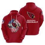 Arizona Cardinals Tearing Open Logo Red AOP Hoodie