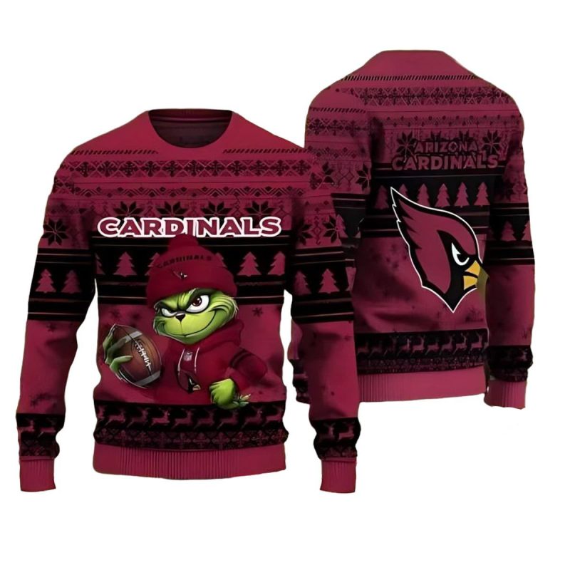 Arizona Cardinals The Grinch Hug Ball Ugly Sweater 1