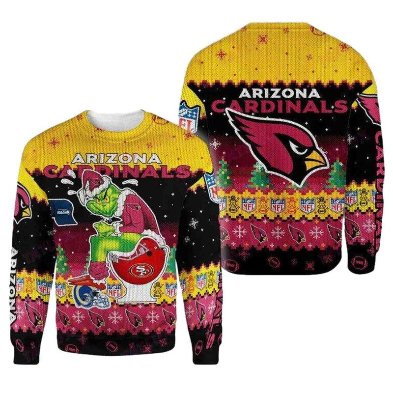 Arizona Cardinals The Grinch Toilet Ugly Sweater 1