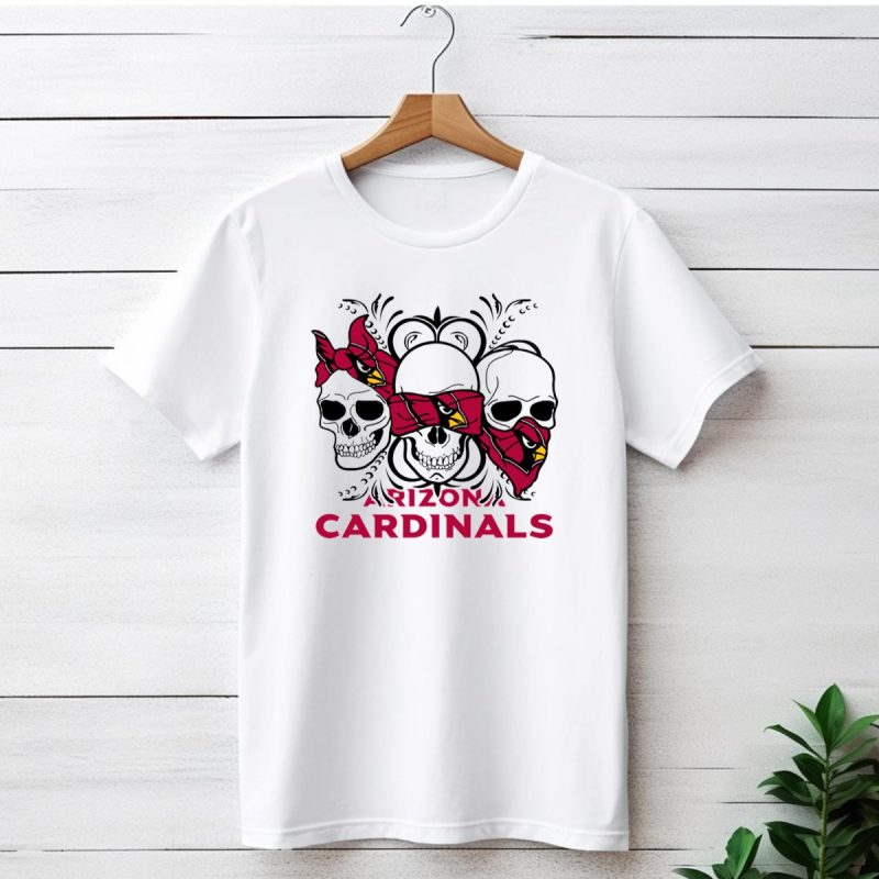 Arizona Cardinals Three Skulls Bandana T Shirt 1 T Shirt 1