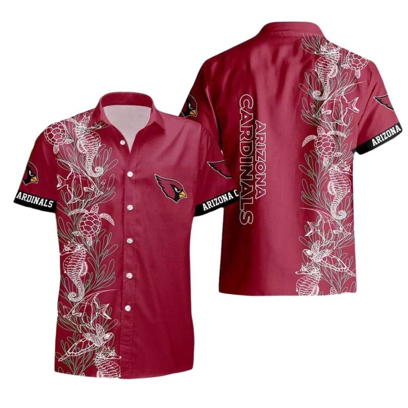 Arizona Cardinals Turtle Seaweed Pattern Hawaiian Shirt 1
