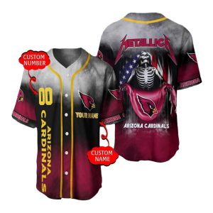 Arizona Cardinals US Flag Skeleton Baseball Jersey
