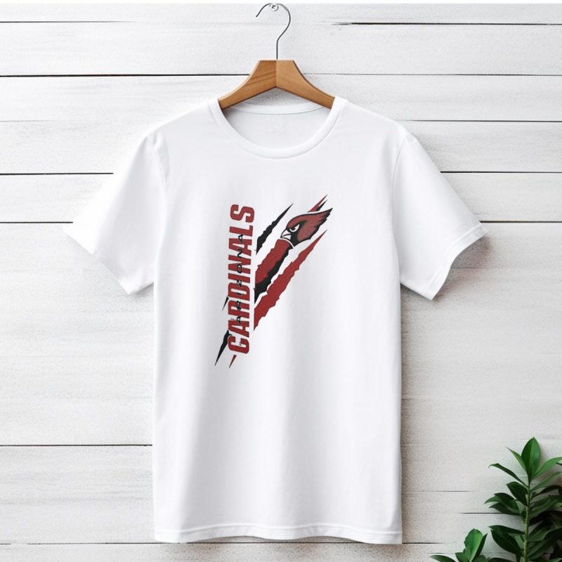 Arizona Cardinals Vertical Scratch Logo Nfl Fan Gear T Shirt 1 T Shirt 1