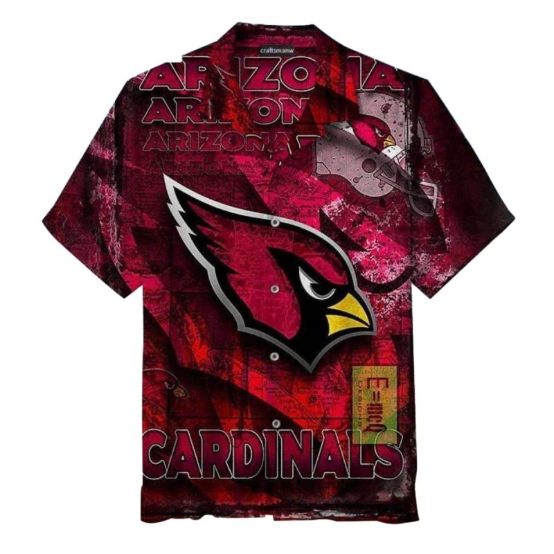Arizona Cardinals Vintage Red And Black Map Hawaiian Shirt For Fans 1