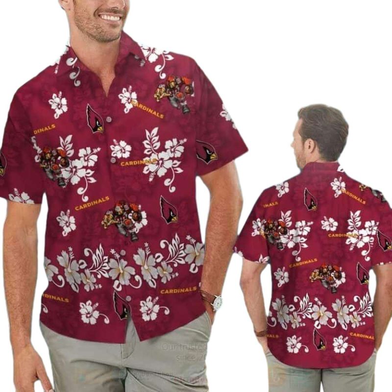 Arizona Cardinals White Hibiscus Floral Hawaiian Shirt 1