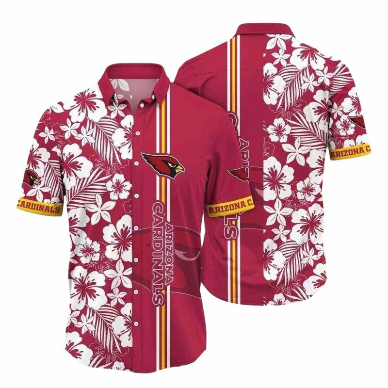 Arizona Cardinals White Lagoon Monochrome Floral Hawaiian Shirt 1