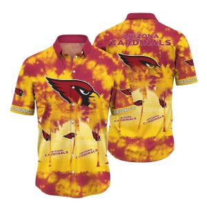 Arizona Cardinals Yellow And Red Tie Dye Hawaiian Shirt