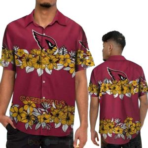 Arizona Cardinals Yellow Hibiscus Flowers Hawaiian Shirt