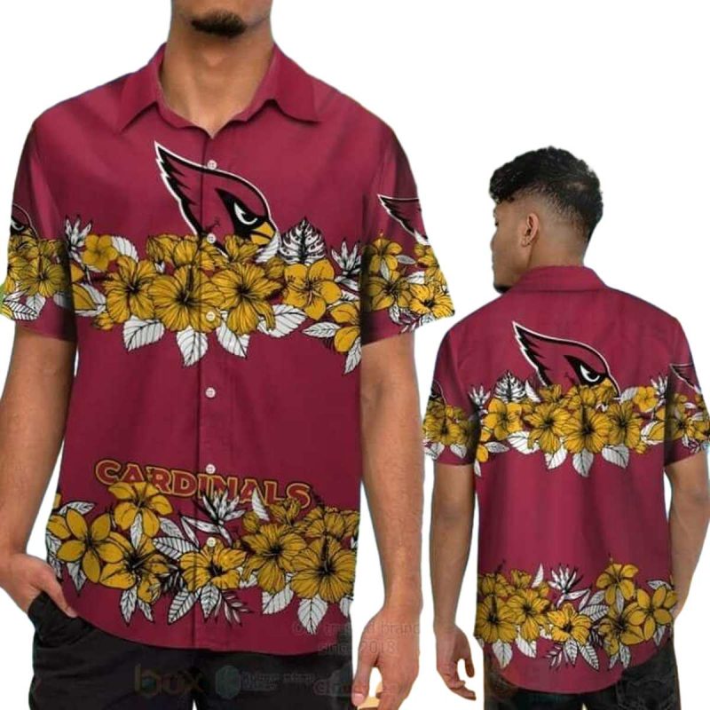 Arizona Cardinals Yellow Hibiscus Flowers Hawaiian Shirt 1