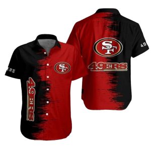 Artistic Assault 49ers Brush Stroke Black And Red Hawaiian Shirt