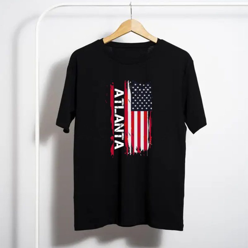 Atlanta American Flag Brushstroke Vertical Patriots T Shirt T Shirt 1
