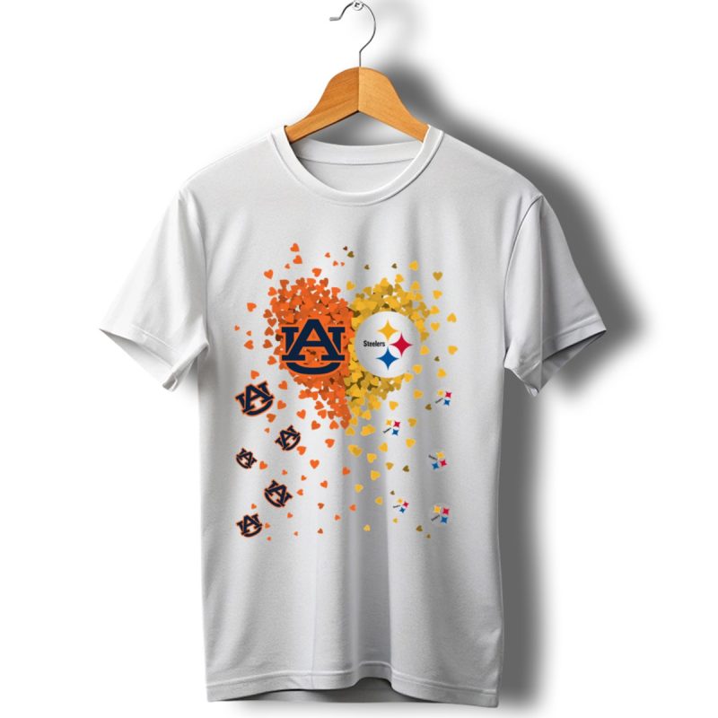 Auburn Tigers And Pittsburgh Steelers Heart Fusion T Shirt 1 T Shirt 1