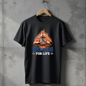 BRONCOS FOR LIFE DENVER BRONCOS FOOTBALL FLAMES T-Shirt