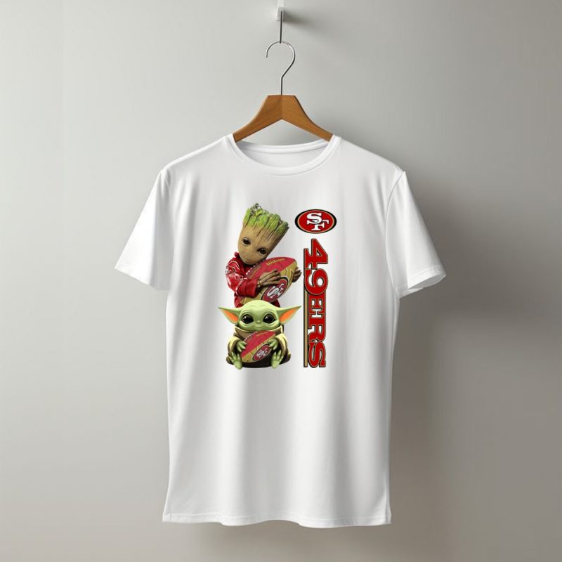 Baby Groot And Baby Yoda Hug San Francisco 49Ers Football T Shirt T Shirt 1