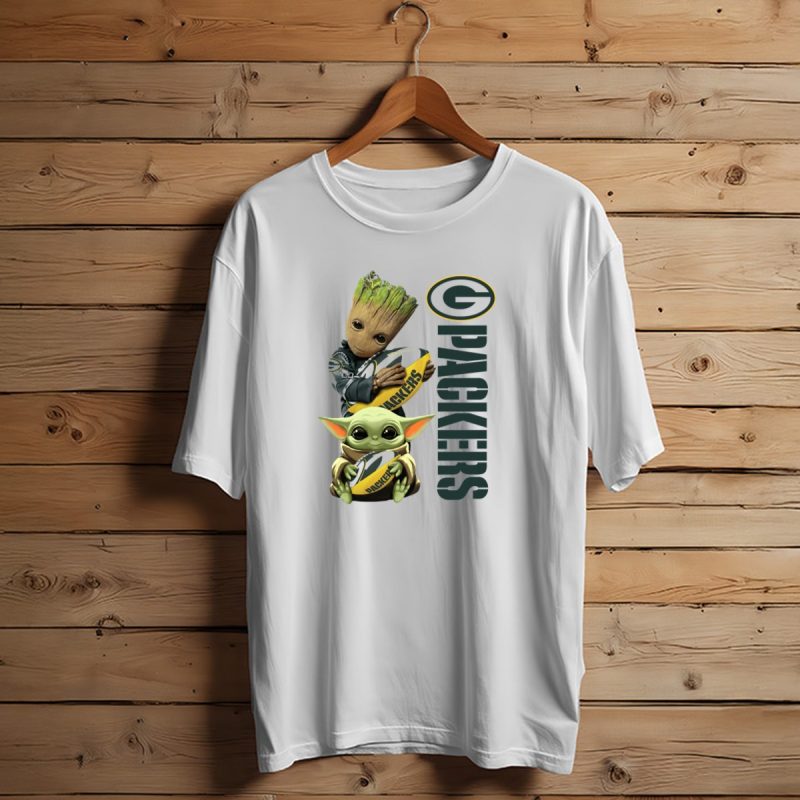 Baby Groot And Baby Yoda With Packers Football T Shirt T Shirt 1 1