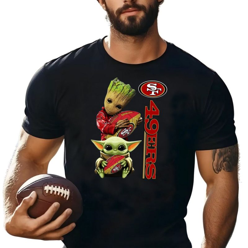 Baby Yoda And Groot Hug San Francisco 49Ers Shirt T Shirt 1 1