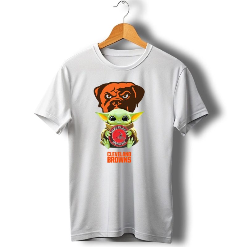 Baby Yoda Embraces Cleveland Browns Spirit With Helmet Logo And Dawg Pound Mascot T Shirt 1 T Shirt 1