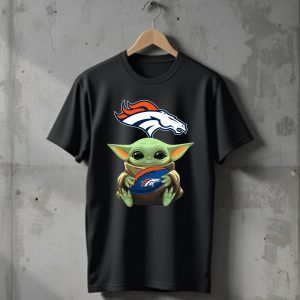Baby Yoda Hand Denver Broncos football T-Shirt