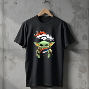 Baby Yoda Holding Broncos Football Denver Broncos T-Shirt