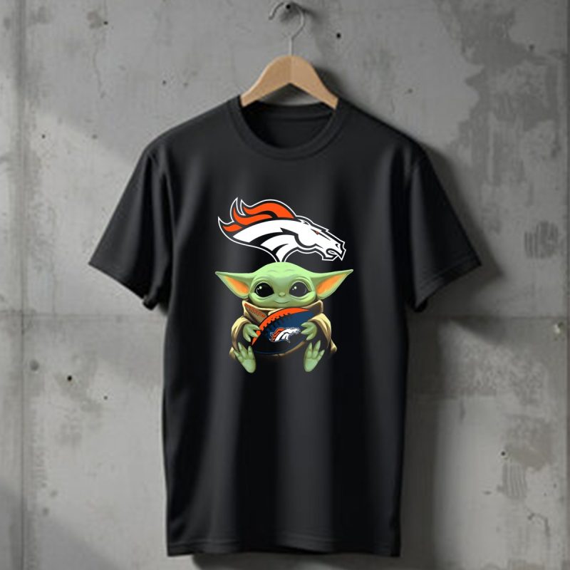 Baby Yoda Holding Broncos Football Denver Broncos T Shirt 1 T Shirt 1