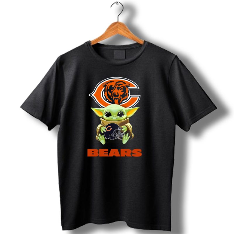 Baby Yoda Holding Chicago Bears Helmet With Bears T Shirt 1 T Shirt 1