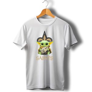 Baby Yoda Holding Football New Orleans Saints Fleur De Lis T Shirt