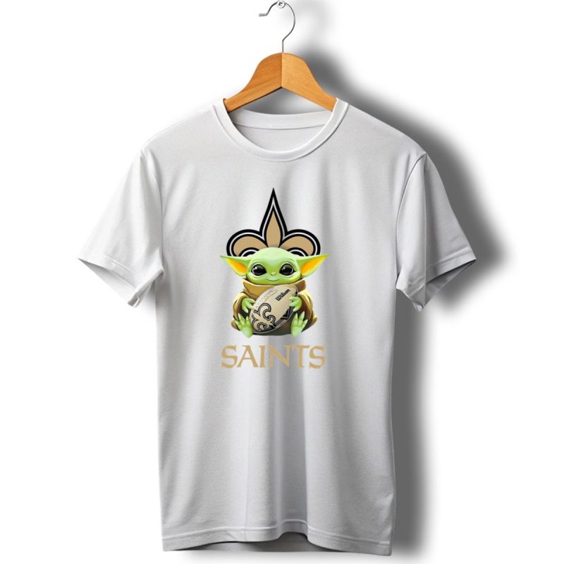 Baby Yoda Holding Football New Orleans Saints Fleur De Lis T Shirt 1 T Shirt 1
