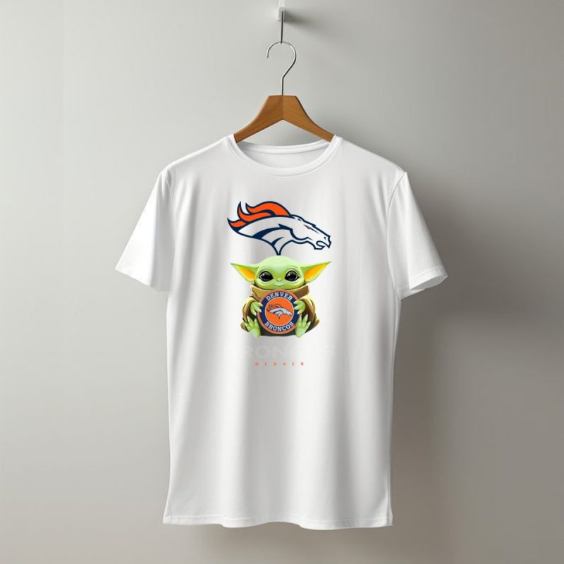 Baby Yoda Holds Denver Broncos Emblem Denver Broncos T Shirt 1 T Shirt 1