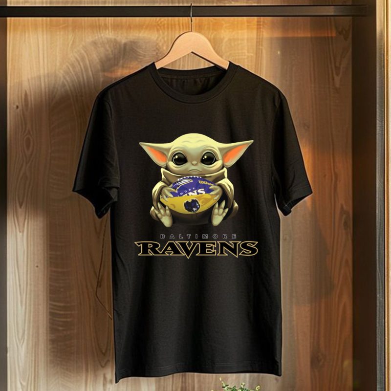 Baby Yoda Hug Baltimore Ravens T Shirt T Shirt 1