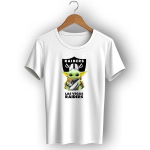 Baby Yoda Hug Las Vegas Raiders Football Fan Raiders Ball T-Shirt