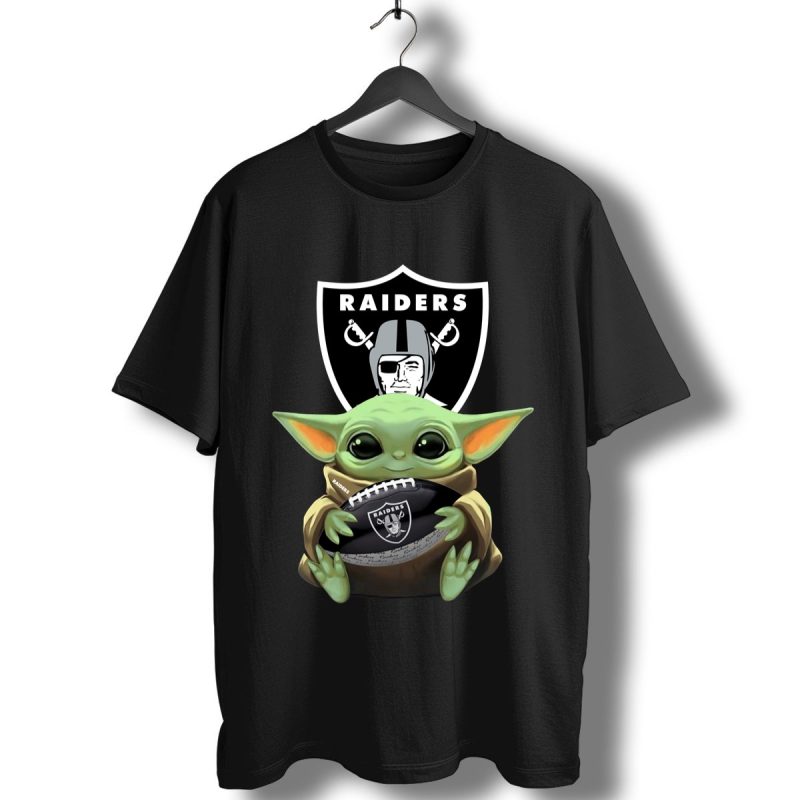 Baby Yoda Hug Oakland Raiders Football T Shirt T Shirt 1