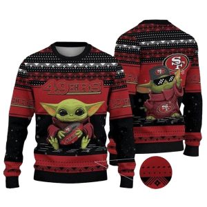 Baby Yoda Hug San Francisco 49ers Ugly Sweater