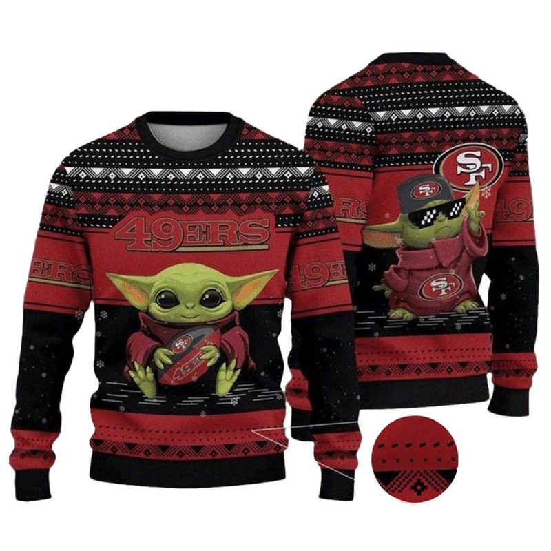 Baby Yoda Hug San Francisco 49Ers Ugly Sweater 1