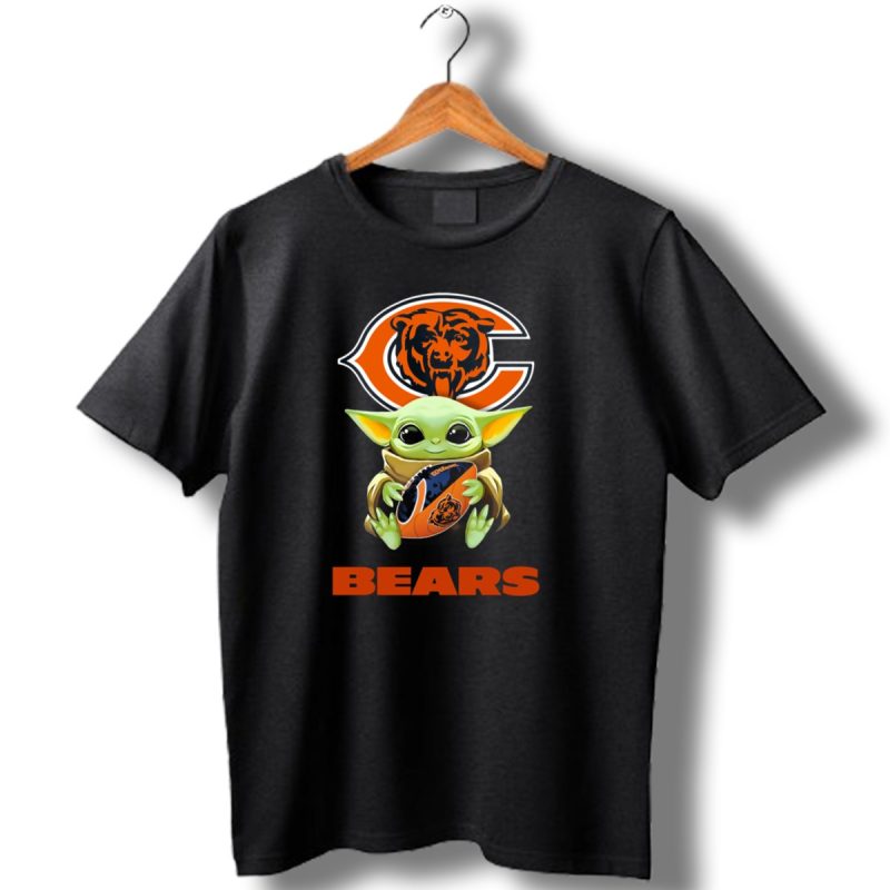 Baby Yoda Hugging Chicago Bears Football With Logo Bears T Shirt 1 T Shirt 1