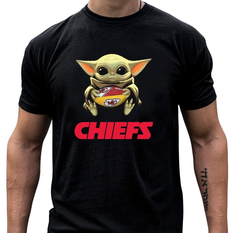 Baby Yoda Hugging Kansas City Chiefs Football T Shirt T Shirt 1 1