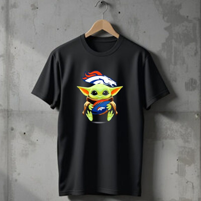 Baby Yoda Hugs Denver Broncos Football T Shirt 1 T Shirt 1