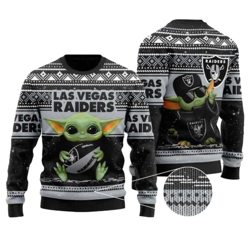 Baby Yoda Las Vegas Raiders Christmas Ugly Sweater Christmas Gifts 2025 1