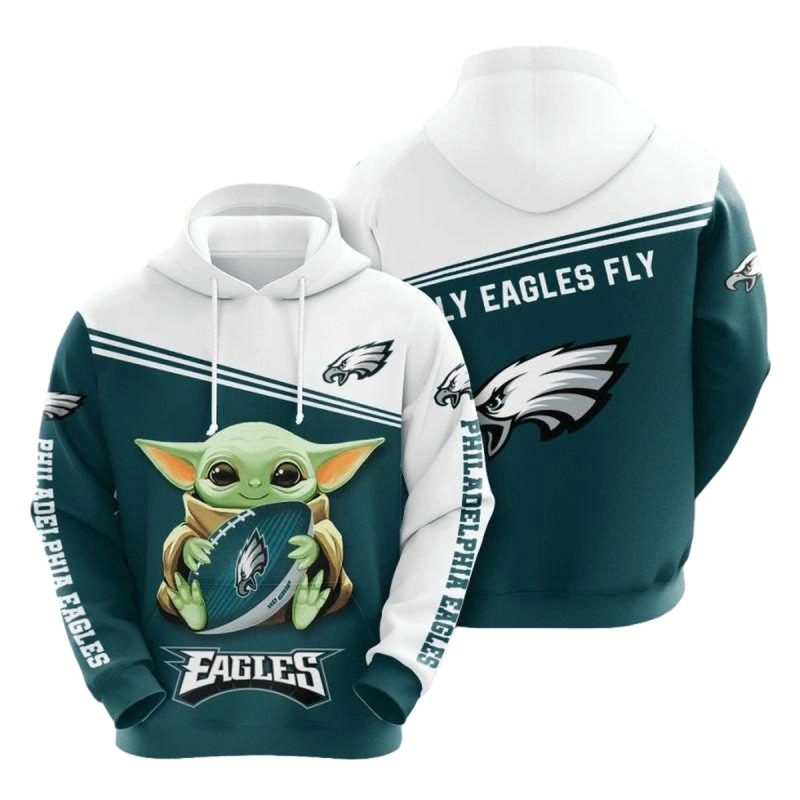 Baby Yoda Philadelphia Eagles 3D Hoodie All Over Print Philadelphia Eagles Gifts For Her 1