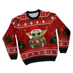 Baby Yoda Santa San Francisco 49ers Christmas Ugly Sweater