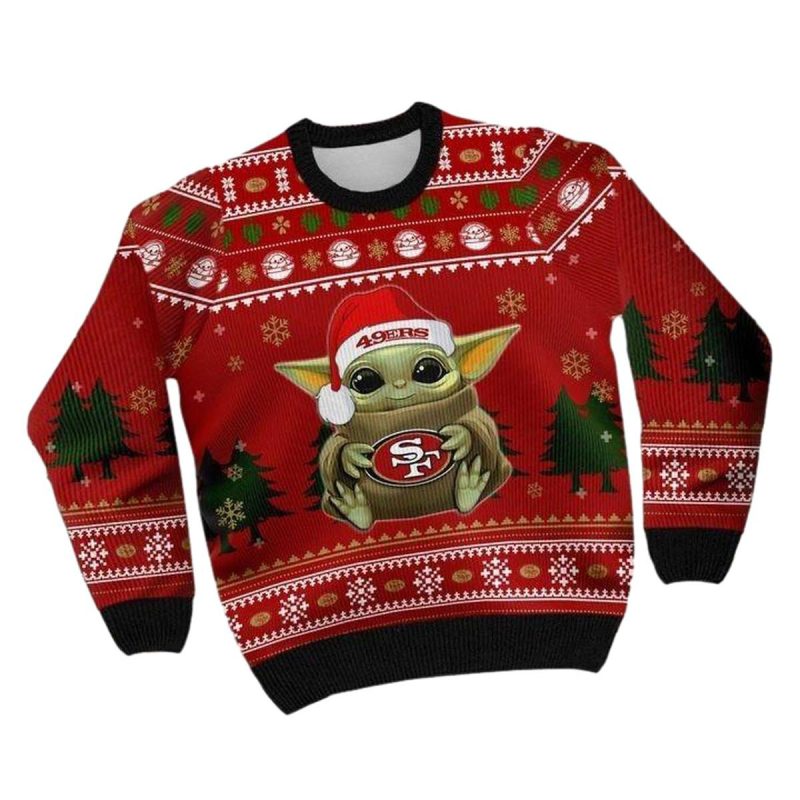 Baby Yoda Santa San Francisco 49Ers Christmas Ugly Sweater 1