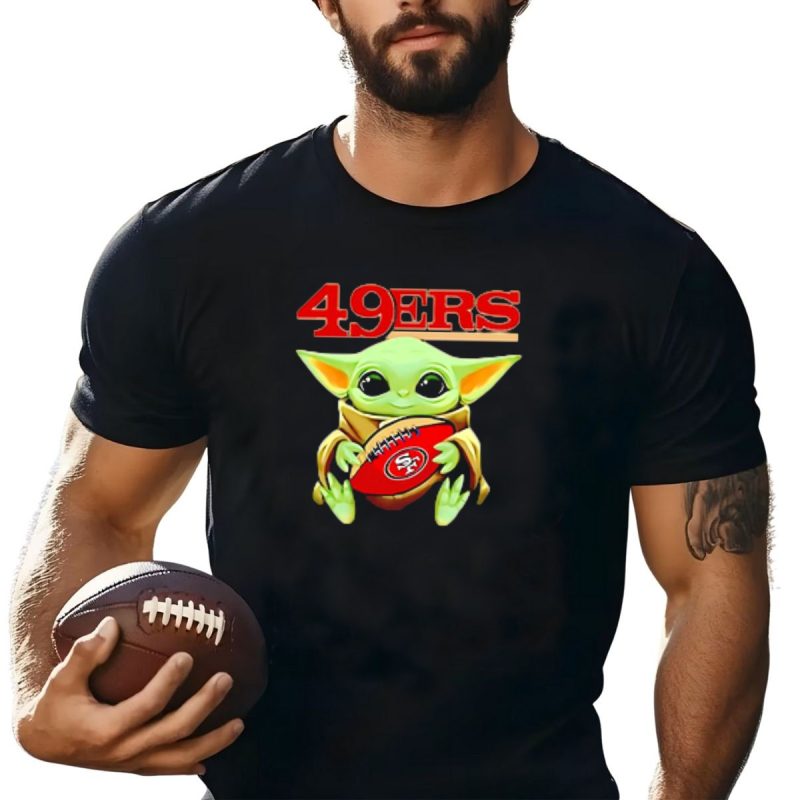 Baby Yoda Star Wars Holding San Francisco 49Ers Football T Shirt T Shirt 1