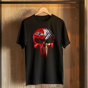 Baltimore Ravens American Flag Skull Logo 03 T-Shirt