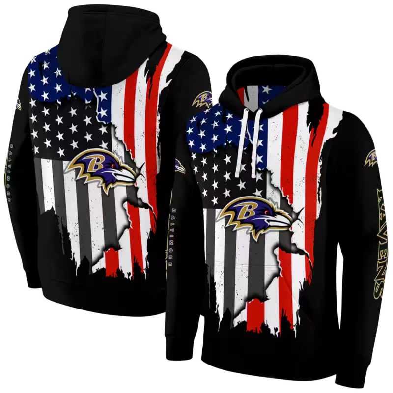 Baltimore Ravens American Pride Black Aop Hoodie 1